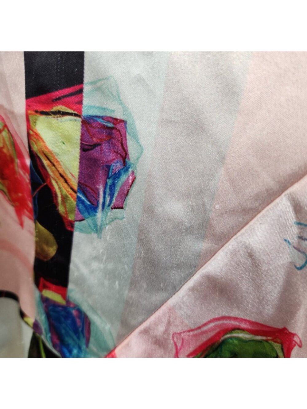 Clover Canyon Abstract Floral Pink Crew Neck Slvlss Assym Blouse Top Shirt LARGE - Picture 8 of 8